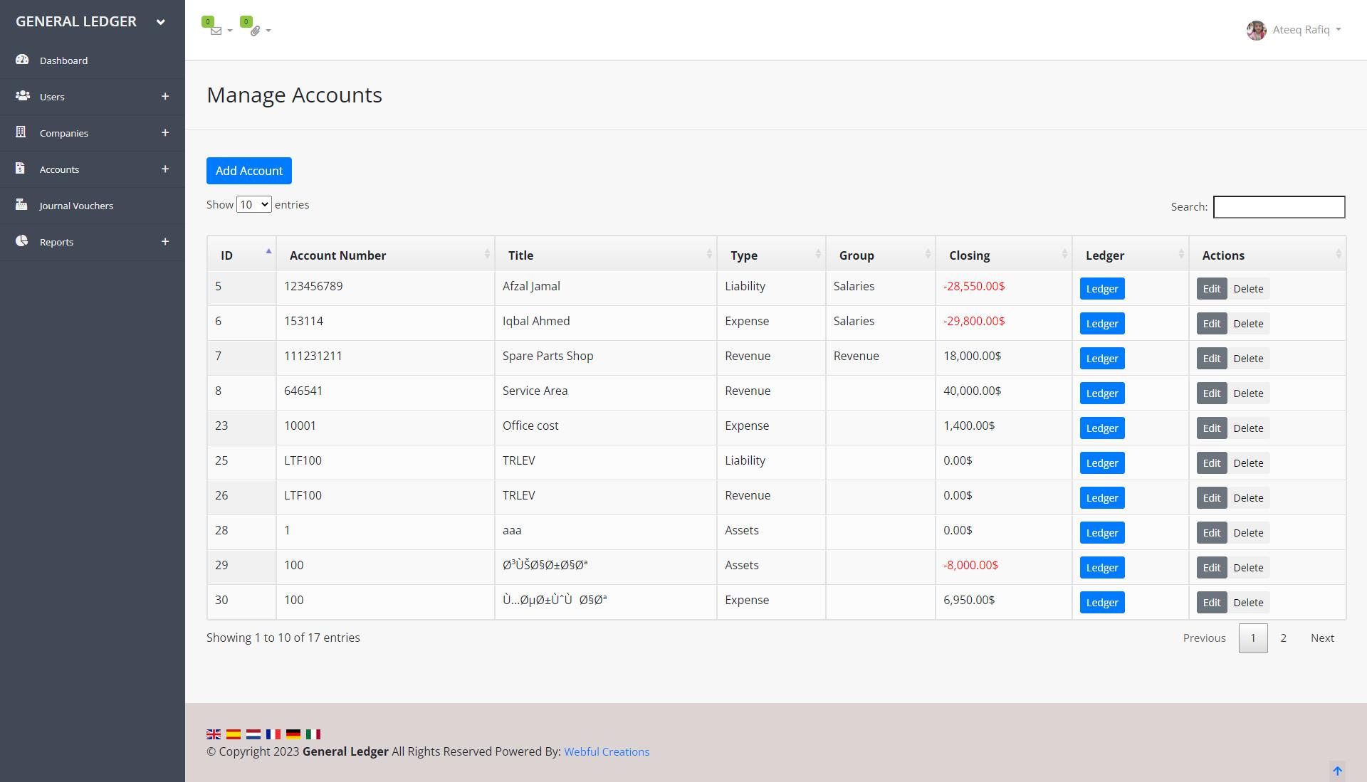 Chart of Accounts